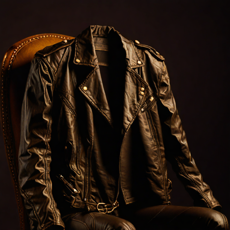 Dark leather jacket draped over a chair